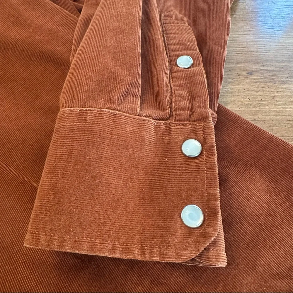 Banana Republic Pearl Snap Brown Corduroy Shirt, Size XL, Western Casual Cotton